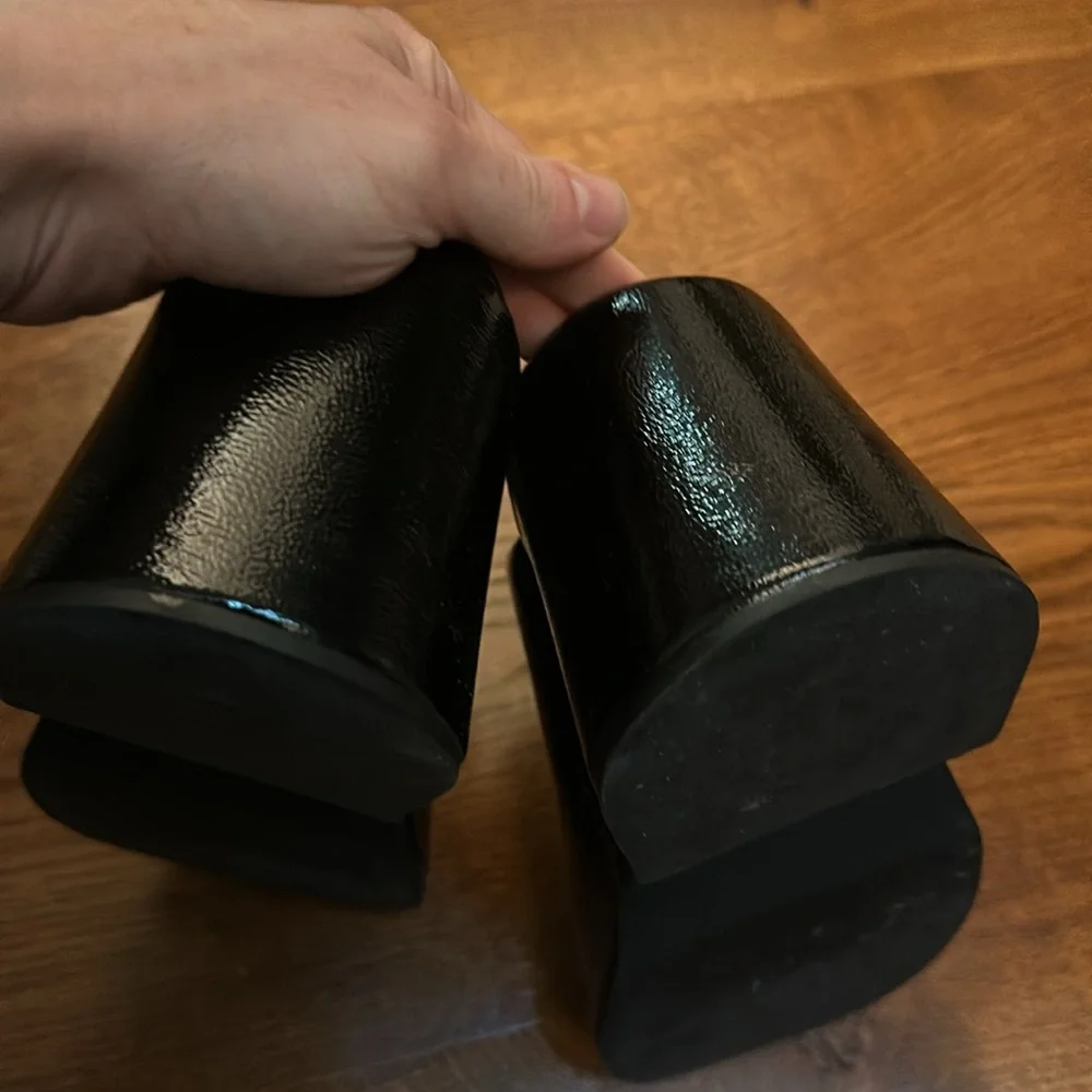 Ganni chunky platform sandals size 38 (fits 7.5 or 8) black shiny - Picture 5 of 6